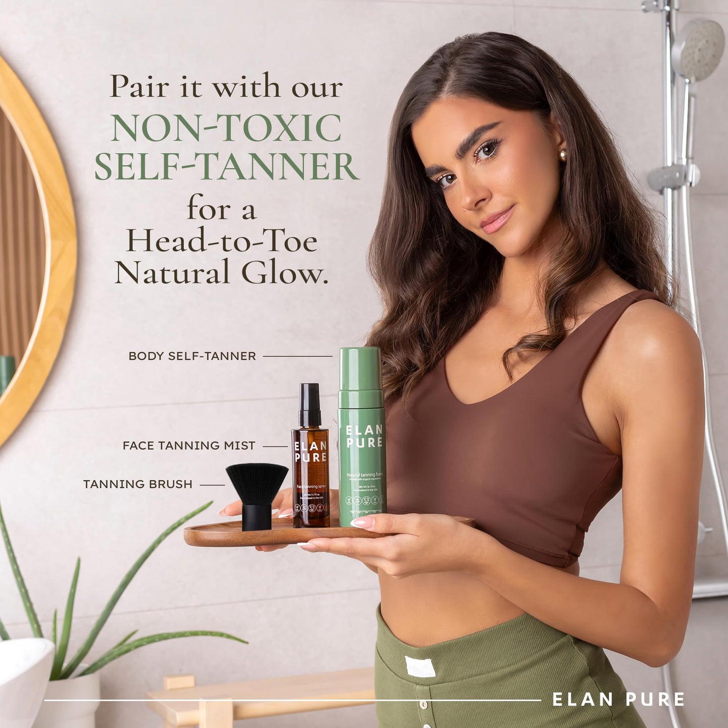 Elan Pure Face Tanning Mist, Organic Ingredients, Sunless Self Tanner, Bronzing, Hydrating, Streak-Free, Long Lasting Glow