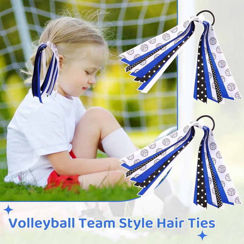 24 Pcs Volleyball Hair Accessories for Girls, Holder Streamer Elastics, Volleyball Hair Ties, Volleyball Ribbon,Volleyball Scrunchies for Girls Ponytail Holder Scrunchies Gifts
