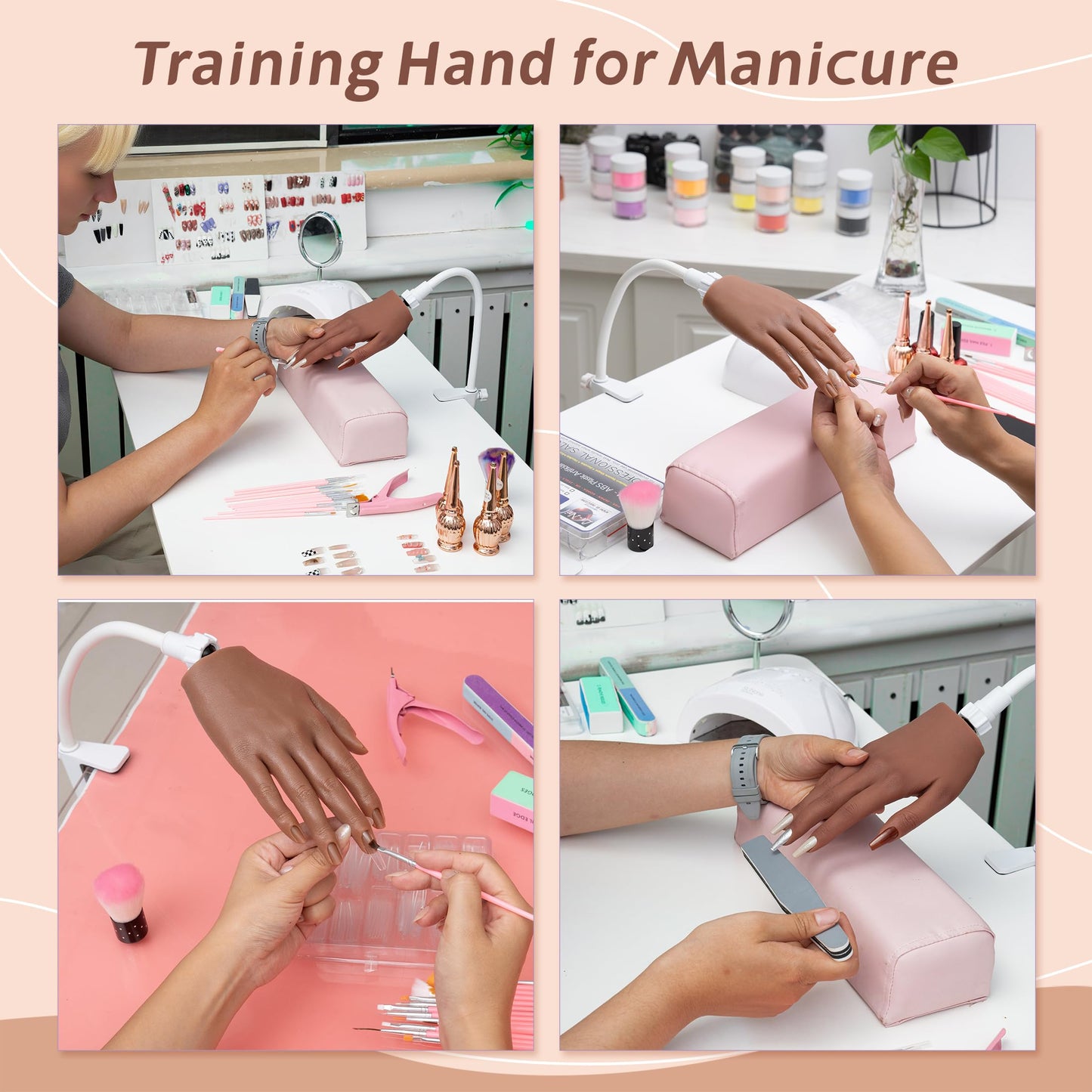 Veikmv Realistic Silicone Practice Hand for Acrylic Nails, Flex Fingers