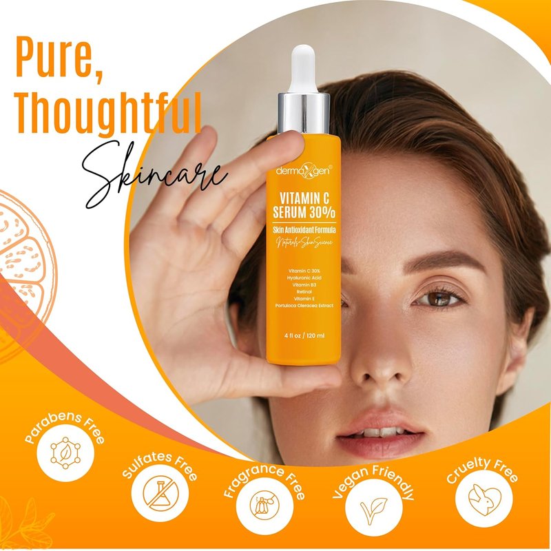 Vitamin C Serum - Anti-Aging Formula with Pure Retinol & Hyaluronic Acid | 4 Fl Oz