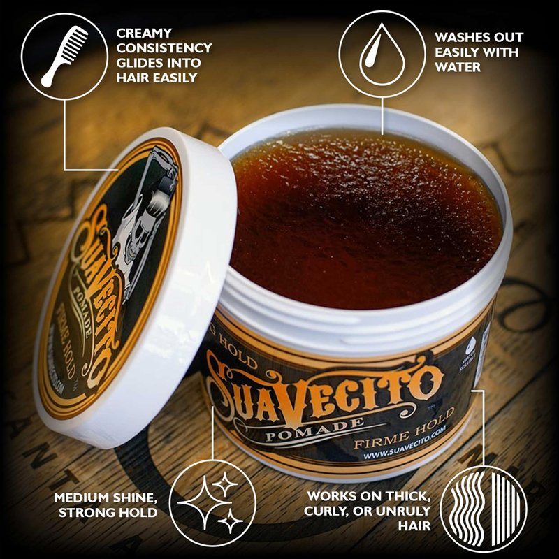 Suavecito Strong Hold Hair Pomade For Men, 32 oz - Medium Shine Water Based Wax Like Flake Free Hair Gel - Easy To Wash Out - All Day Hold For All Hair Styles