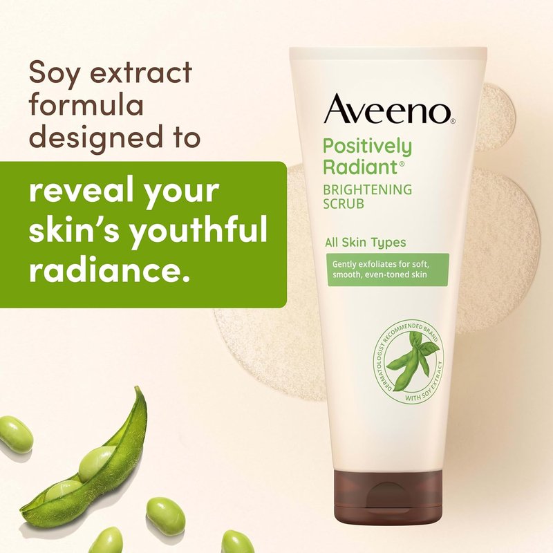 Aveeno Skin Brightening Exfoliating Daily Facial Scrub - Gentle Soy Extract, Oil-Free, 5 oz