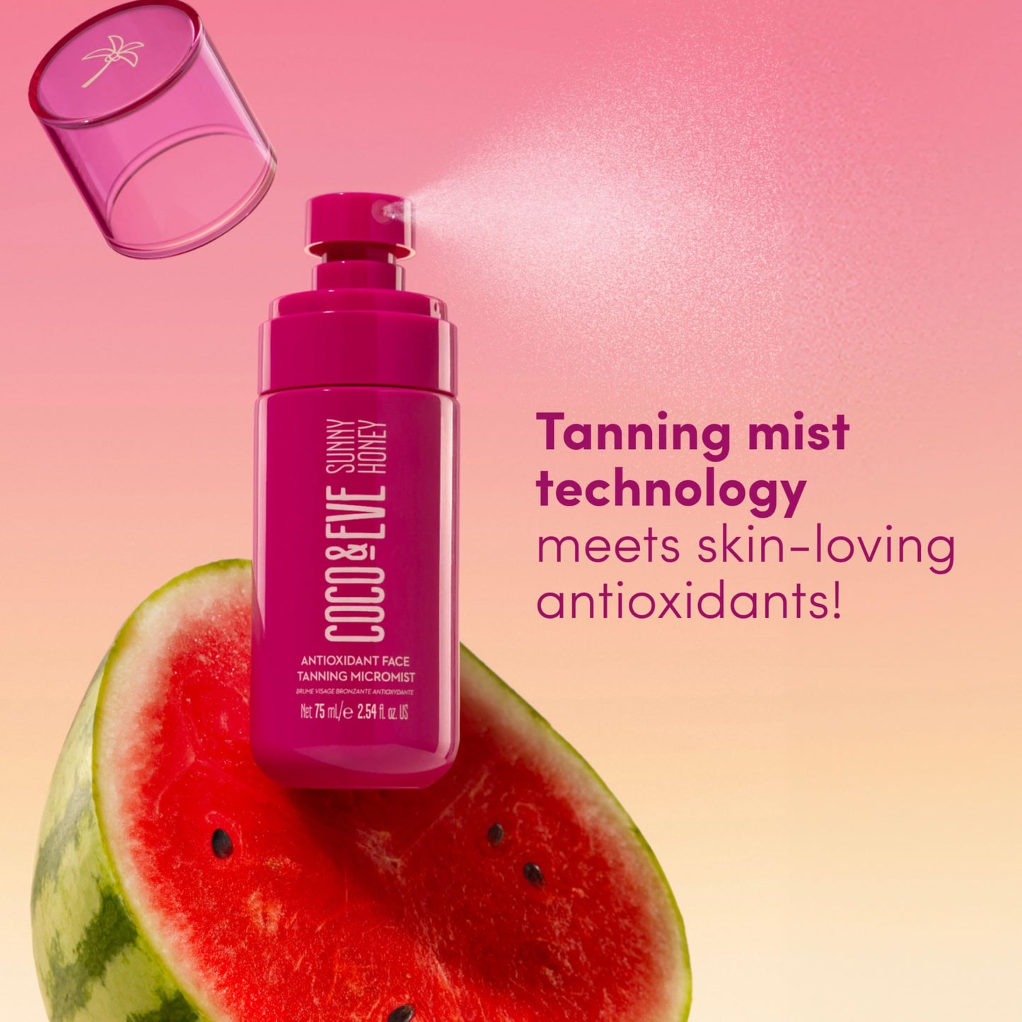 Coco & Eve Face Tanning Micromist – Sunless Facial Self Tanner Ultra Fine Mist for Face, Included Hyaluronic Acid & Antioxidants, Fast-Absorbing, Streak-Free Glow, Vegan & Cruelty-Free 2.54 Fl Oz