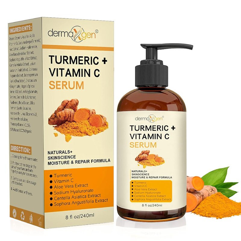Turmeric Serum for Face | Glow-Boosting Vitamin C Moisturizer - Organic Anti-Aging Formula for Dark Spots & Wrinkles - 8 FL OZ