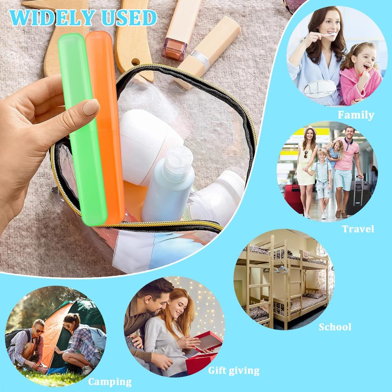 SIKEMAY 50 PCS Travel Toothbrush Holder Bulk, Back to School, Classroom Pencil Case for Kids, Toothbrush Case for Travel, Bathroom, Indoor, Outdoor, Trip, Camping, School