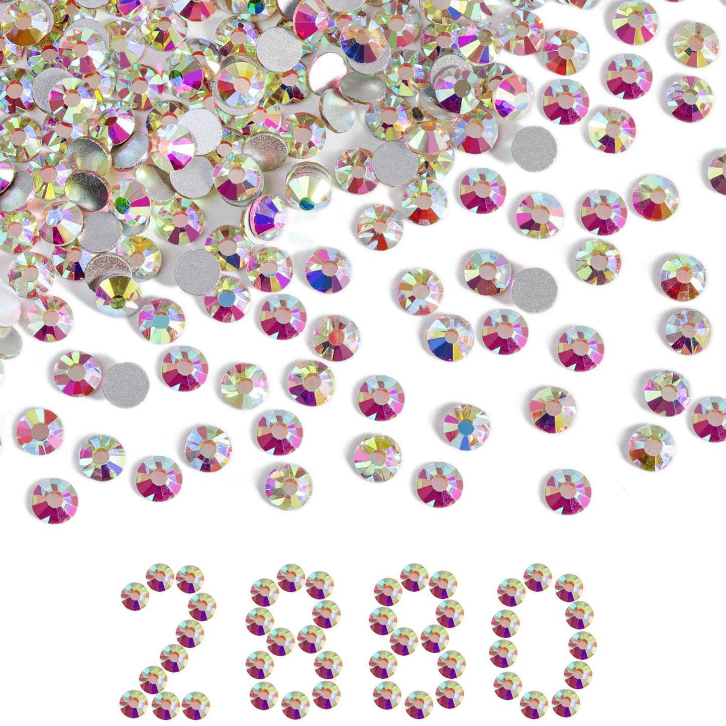 Beadsland Flatback Rhinestones Bulk,2880pcs Crystal AB Rhinestones for Nails Crafts Clothes DIY Decoration, Crystal AB, SS30, 6.3-6.5mm