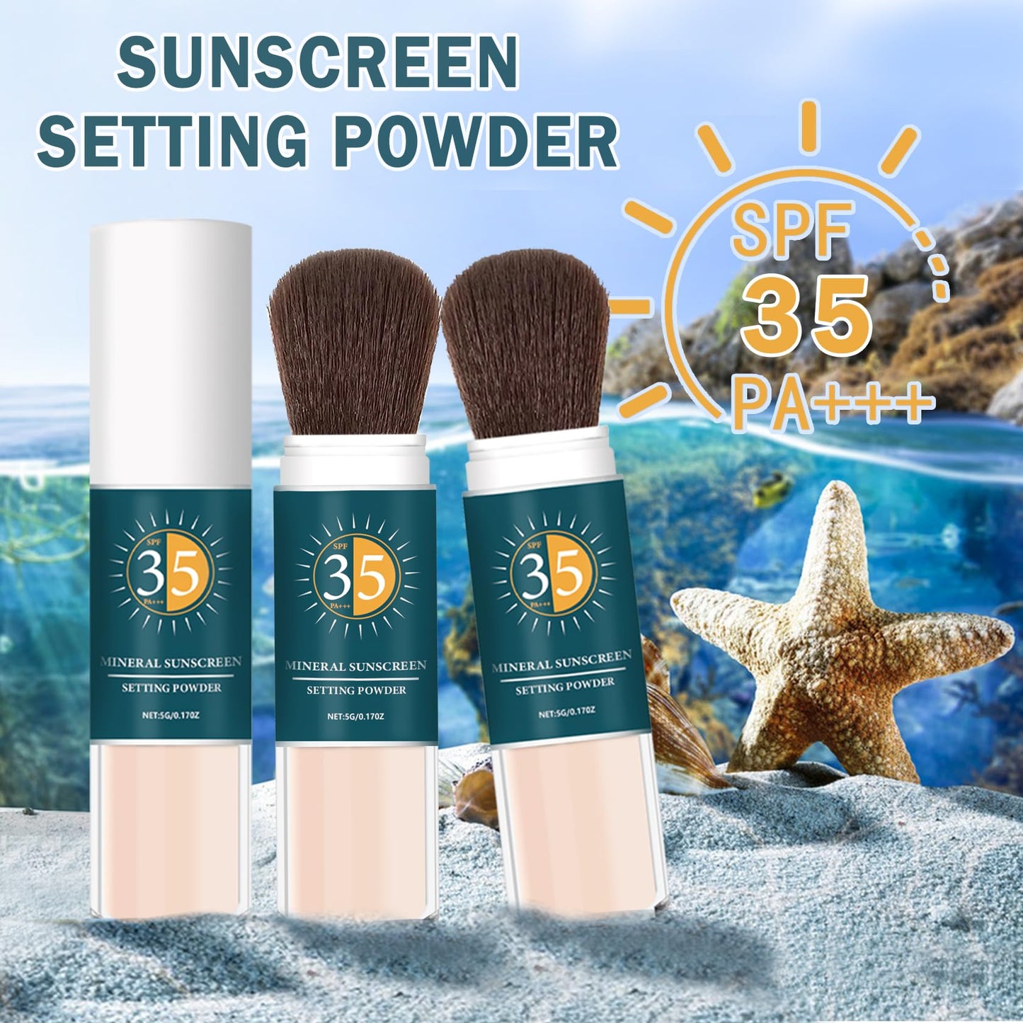 QIUFSSE 2PCS Mineral Sunscreen Powder SPF Powder for Face - 01 Translucent