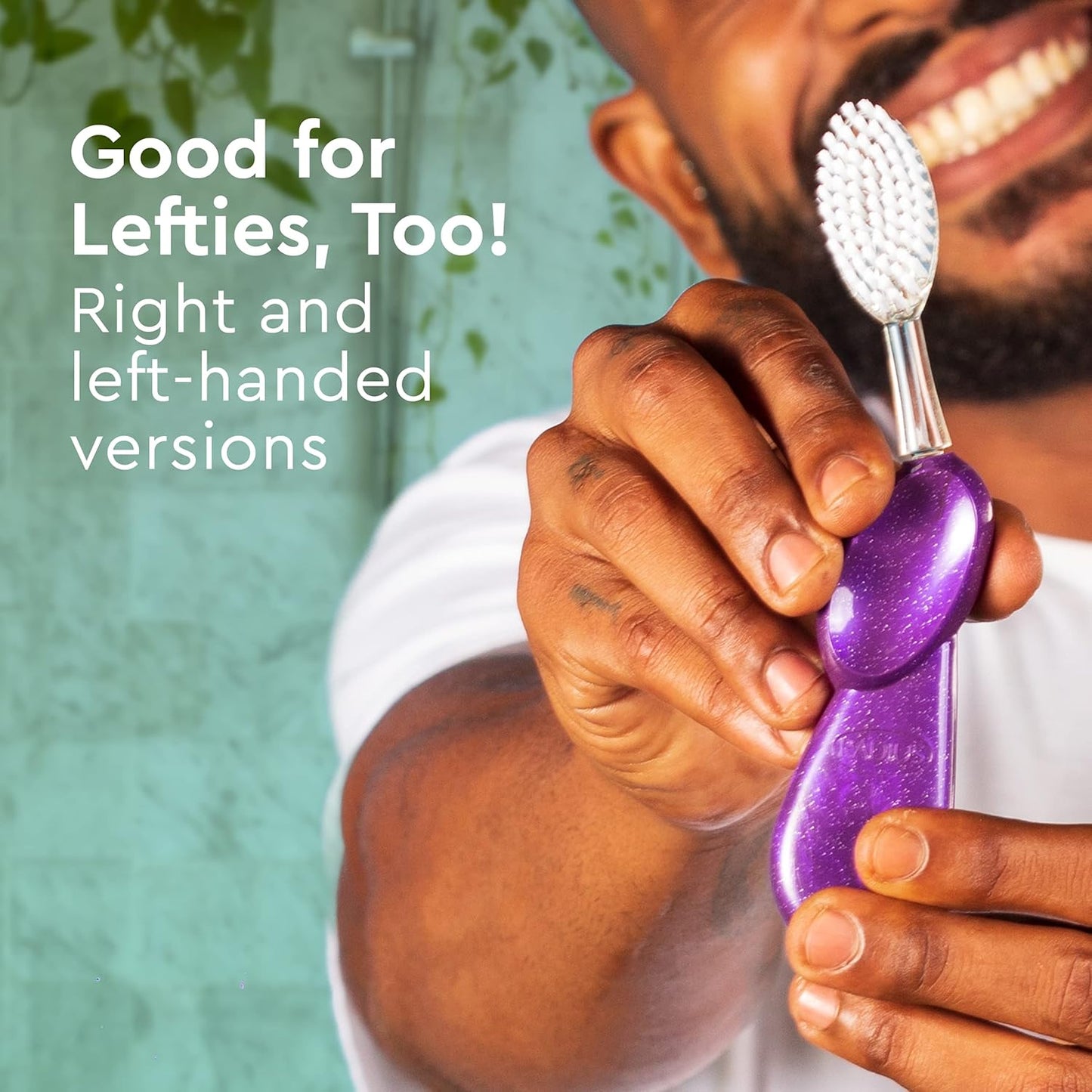 RADIUS Big Brush Toothbrush - BPA Free, ADA Accepted, Gum Health Improvement | Right Hand - Coral/Purple/Soda Pop - Set of 3