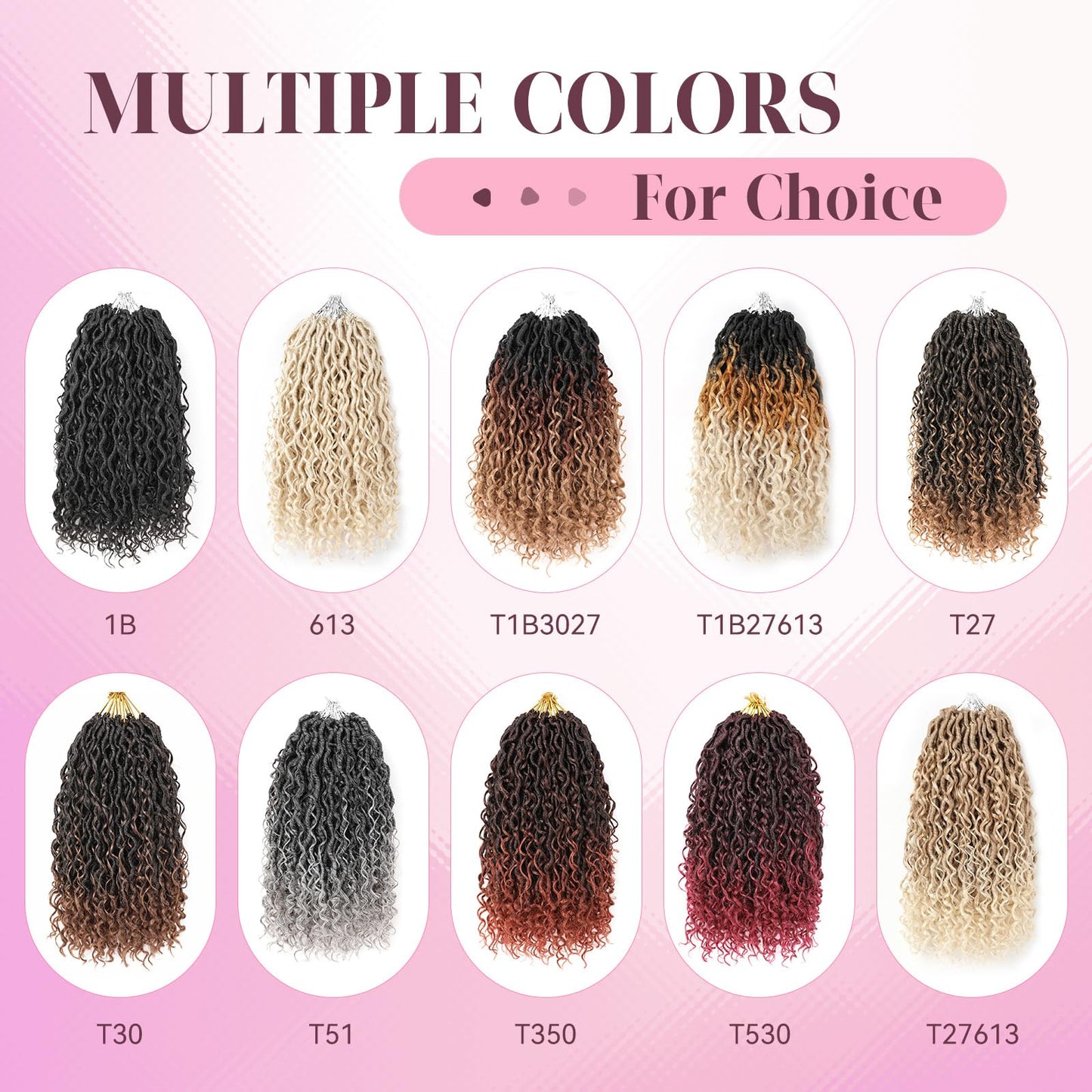 Aipin New Goddess Locs Crochet Hair 18 Inch Boho River Locs Hippile Wavy Crochet With Curly Hair In Middle And Ends Braids Hair Extensions (8 Packs,18 inch, OM3T3027)
