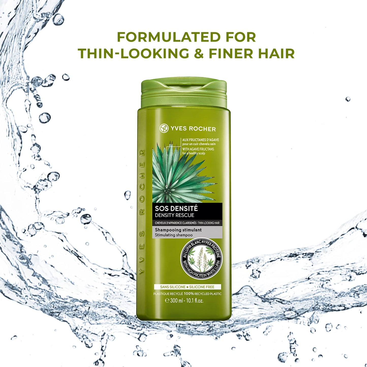 Yves Rocher Fortifying Shampoo | Density Rescue to Cleanse Scalp & Strengthen Hair | 10.1 fl oz