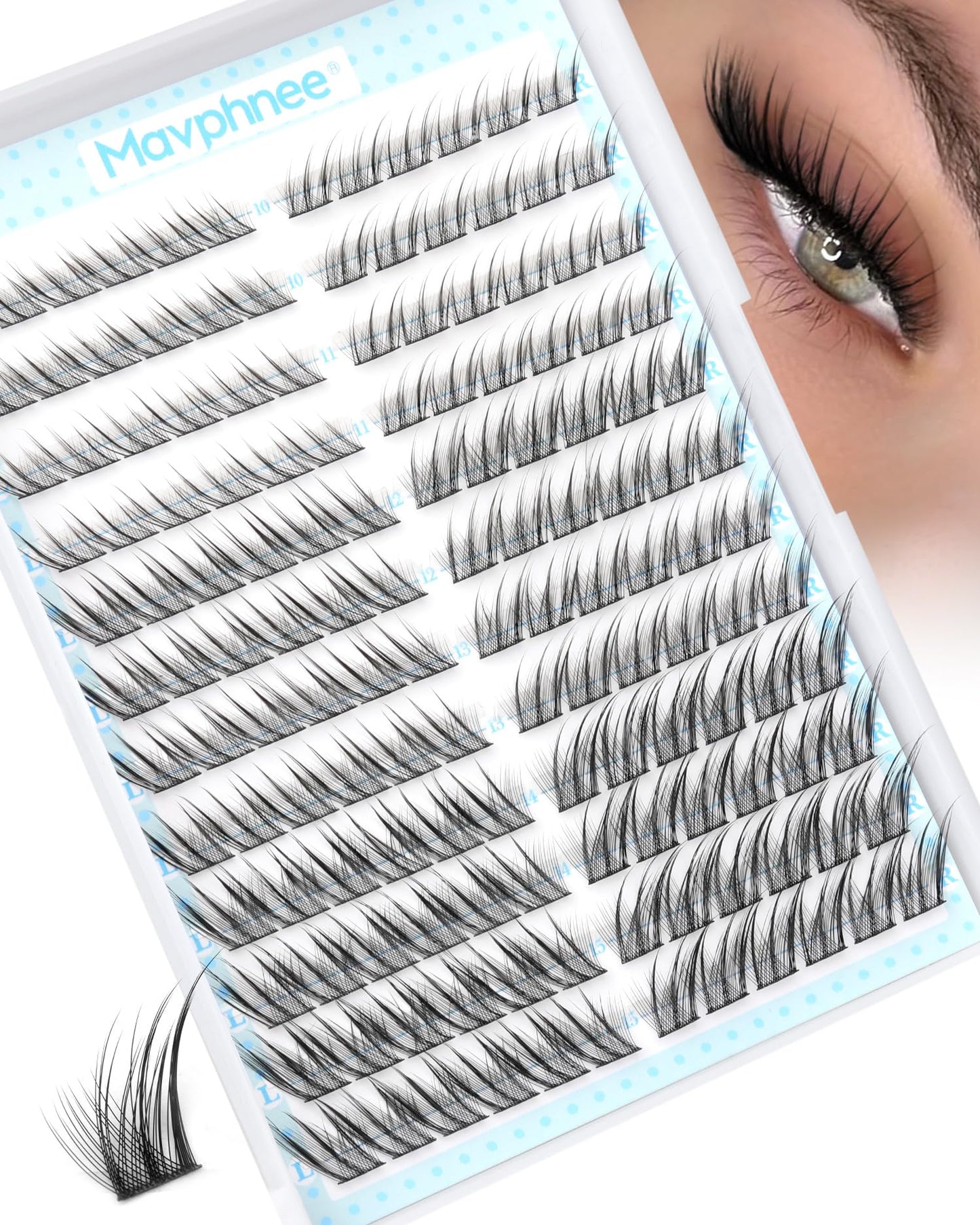 Fox Eye Lash Clusters J-Curly Individuals Eyelash Extension Wet Look Fairy Lash Spikes Cat Eye Lash Extensions Pre-Mapped Natural Eyelash Clusters 144 Pcs 10-15MM Wispy Cluster Lashs