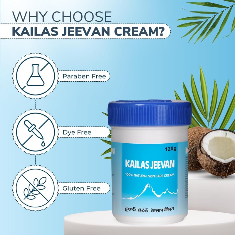 Kailas Jeevan Herbal Skincare Cream - 100% Natural Moisturizing Face Cream | 120g (2 Pack)