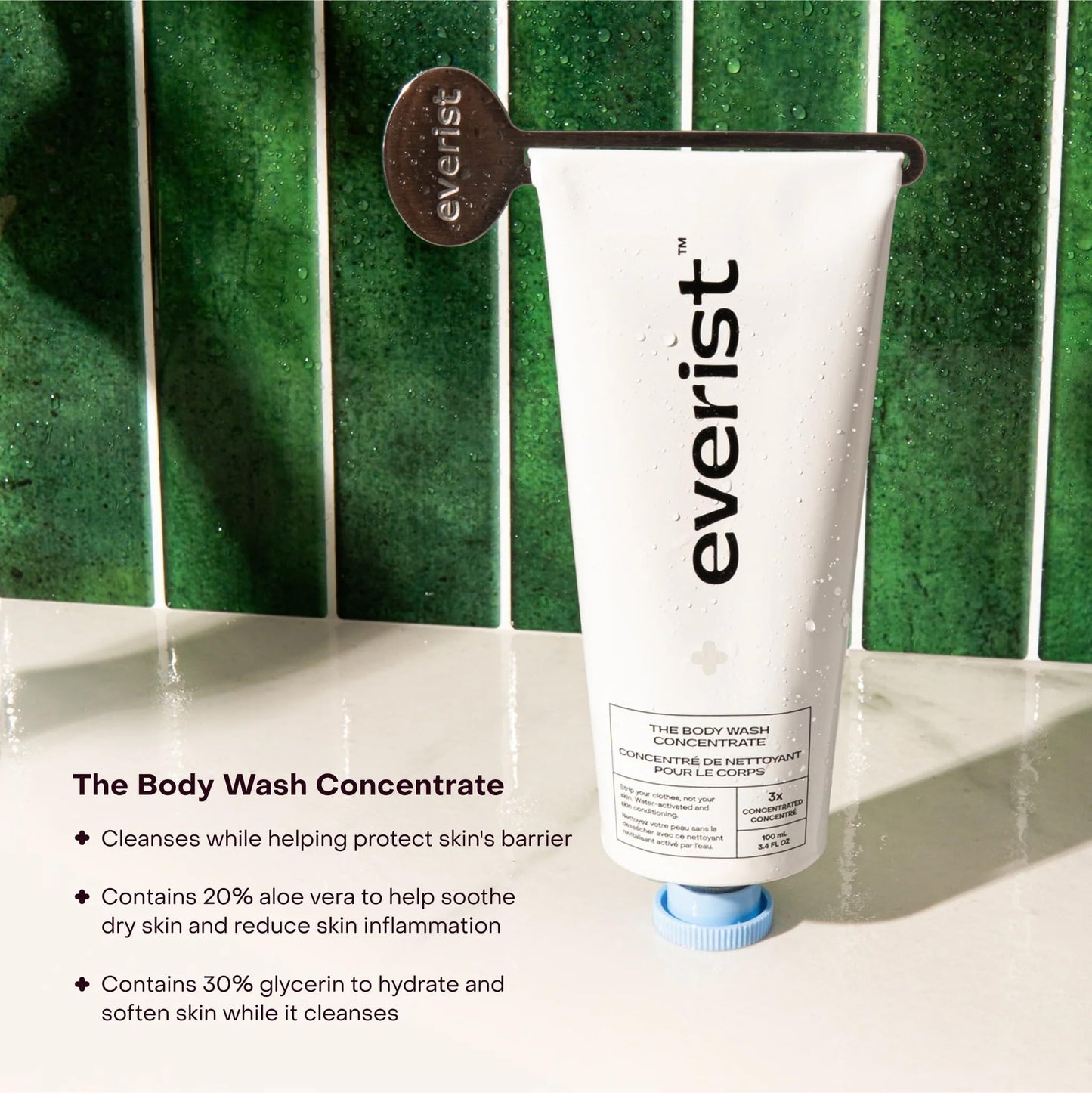 Everist The Hydrating Body Duo, The Body Wash Concentrate Tube 50+ Washes Bundled With The Compostable Konjac Sponge