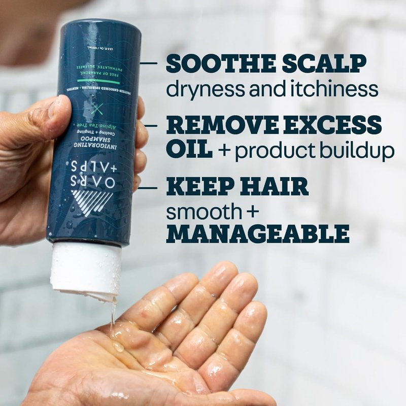 Men's Sulfate-Free Hair Shampoo with Witch Hazel & Tea Tree Oil - Nourishing & Moisturizing, 13.5oz