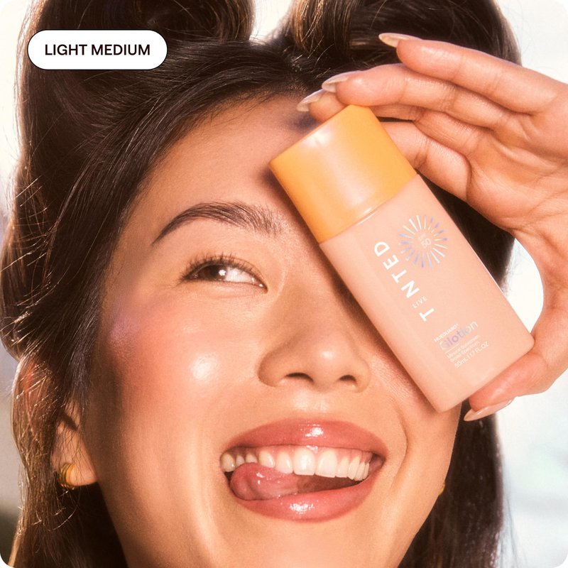 Live Tinted Hueguard Glotion Mineral Tinted Sunscreen For Face SPF 50 – Lightweight Fragrance-Free Sunscreen – Hydrating & Brightening – Clean & Vegan Primer With SPF - Medium Deep .5 FL Oz
