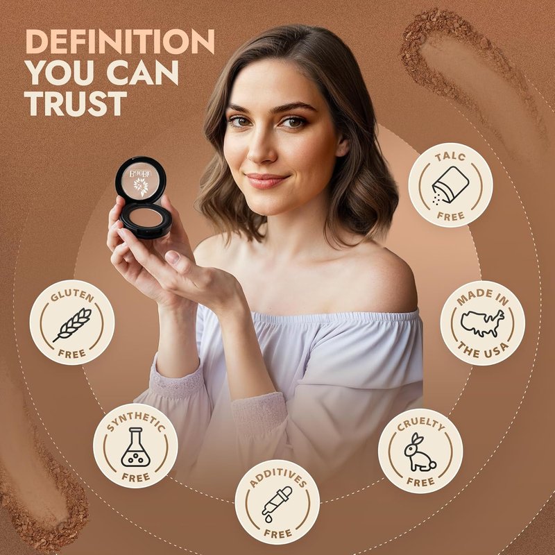 Organic Eyebrow Powder - Vegan Brow Tint for Shaping & Defining | Smudge-Proof, Long-Lasting - Deep Brown