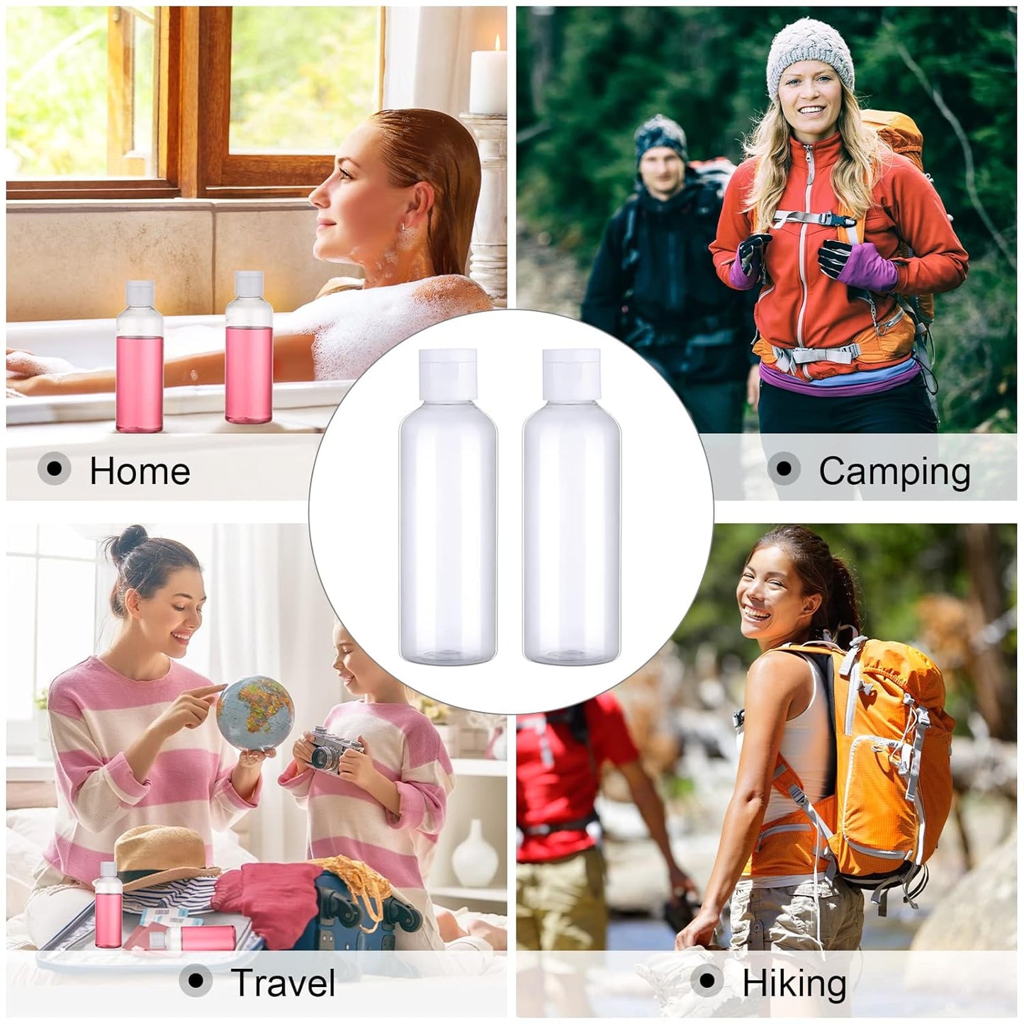 Travel Bottles - 50 Pcs 3.4 oz TSA Approved Leakproof Plastic Containers | Clear Refillable Bottles for Toiletries & Liquids