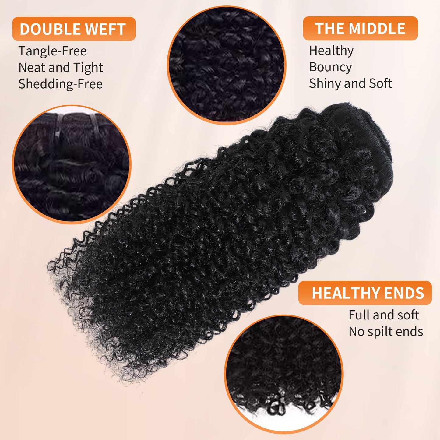 Kinky Curly Clip ins Human Hair 3C 4A Curly Clip in Hair Extensions for Black Women 8Pcs with 20Clips 120g/set 10A Brazilian Human Hair Natural Black 16 Inch