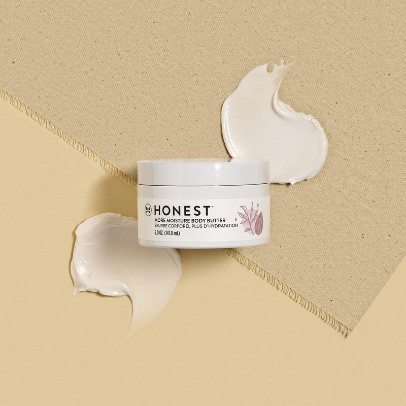 The Honest Company More Moisture Body Butter, Moisturizing Cream for Dry Skin, Vegan and Hypoallergenic Shea Nourishing Oils, 5 oz