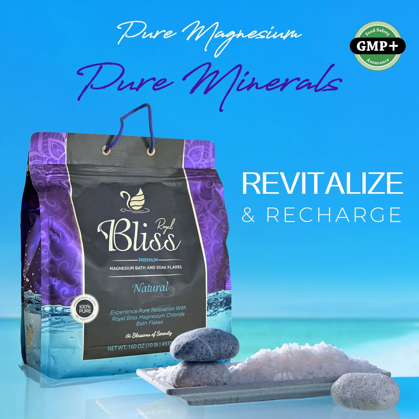 Royal Bliss Magnesium Bath & Foot Soak | Salt Flake 10 LB (160 OZ)
