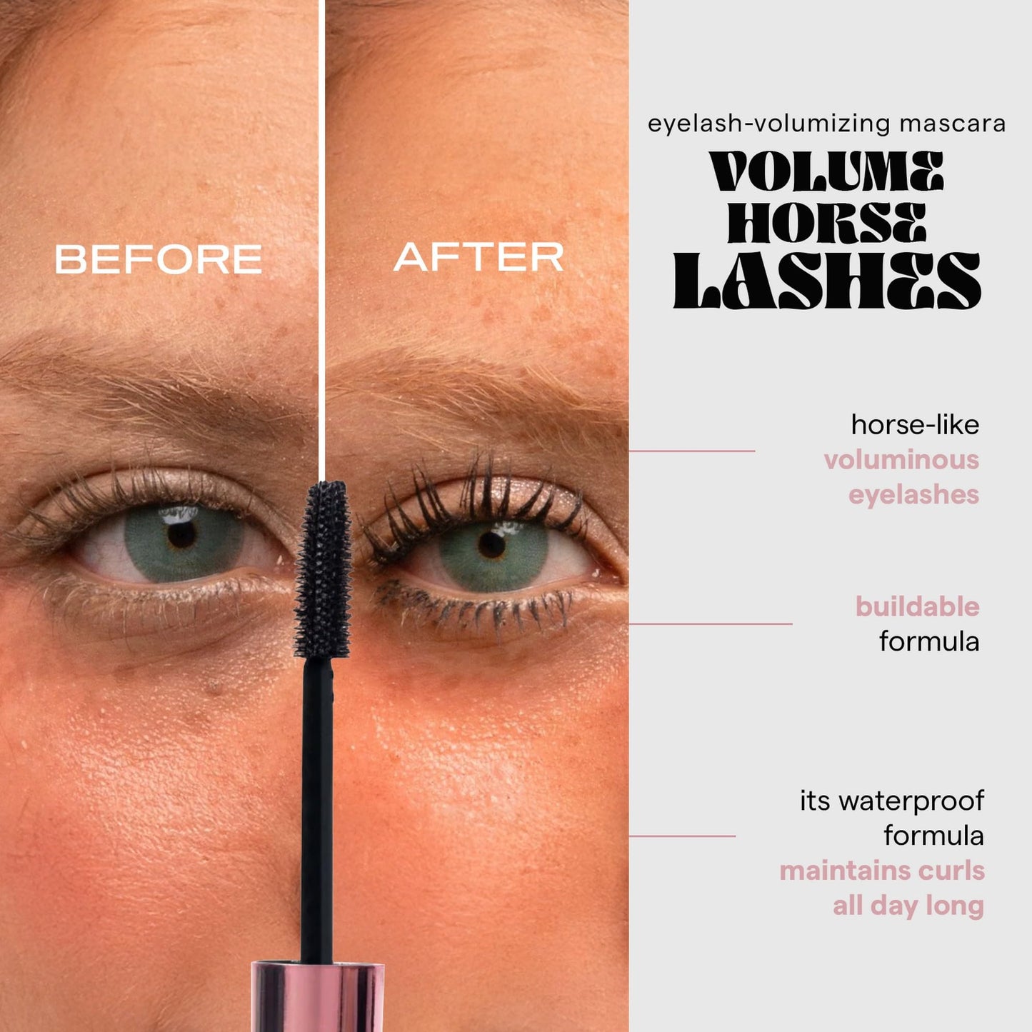 SARELLY Horse Lashes Mascara | Waterproof | Volumizing & Lengthening | Lash-Conditioning | Vegan & Cruelty-Free