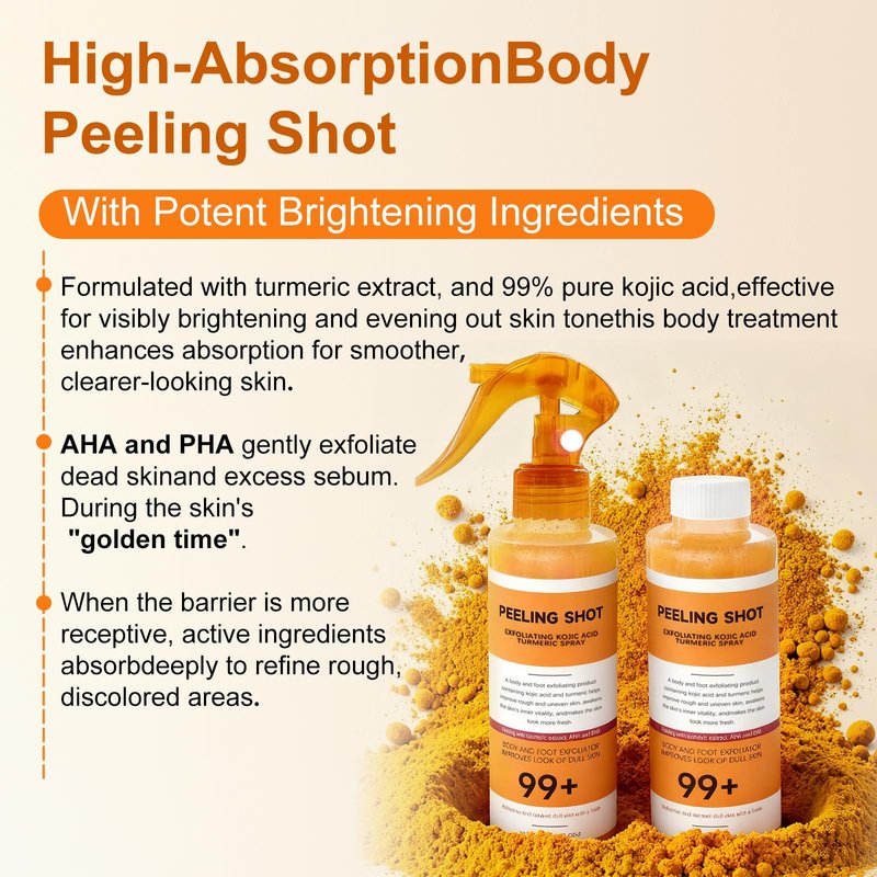 Body Keratin Care Kojic,Turmeric Spray Gentle Exfoliating,Renewing Serum Nurtures Your Delicate Skin Suitable for All Skin Types 200ml