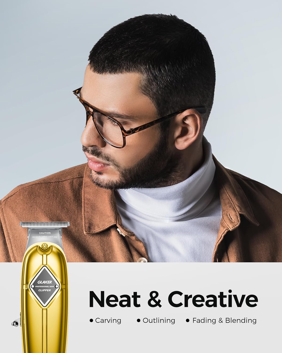 Professional Hair Clippers for Men - Cordless Barber Kit for Hair Trimming & Beard Grooming | Gold Finish