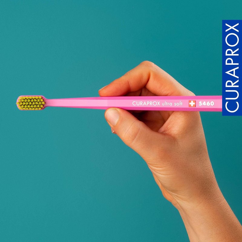 Curaprox CS 5460 Ultra-Soft Toothbrush – Adult Tooth and Gum Care | Super Soft Curen® Bristles for Gentle Cleaning | Blue-Pink, Single Pack