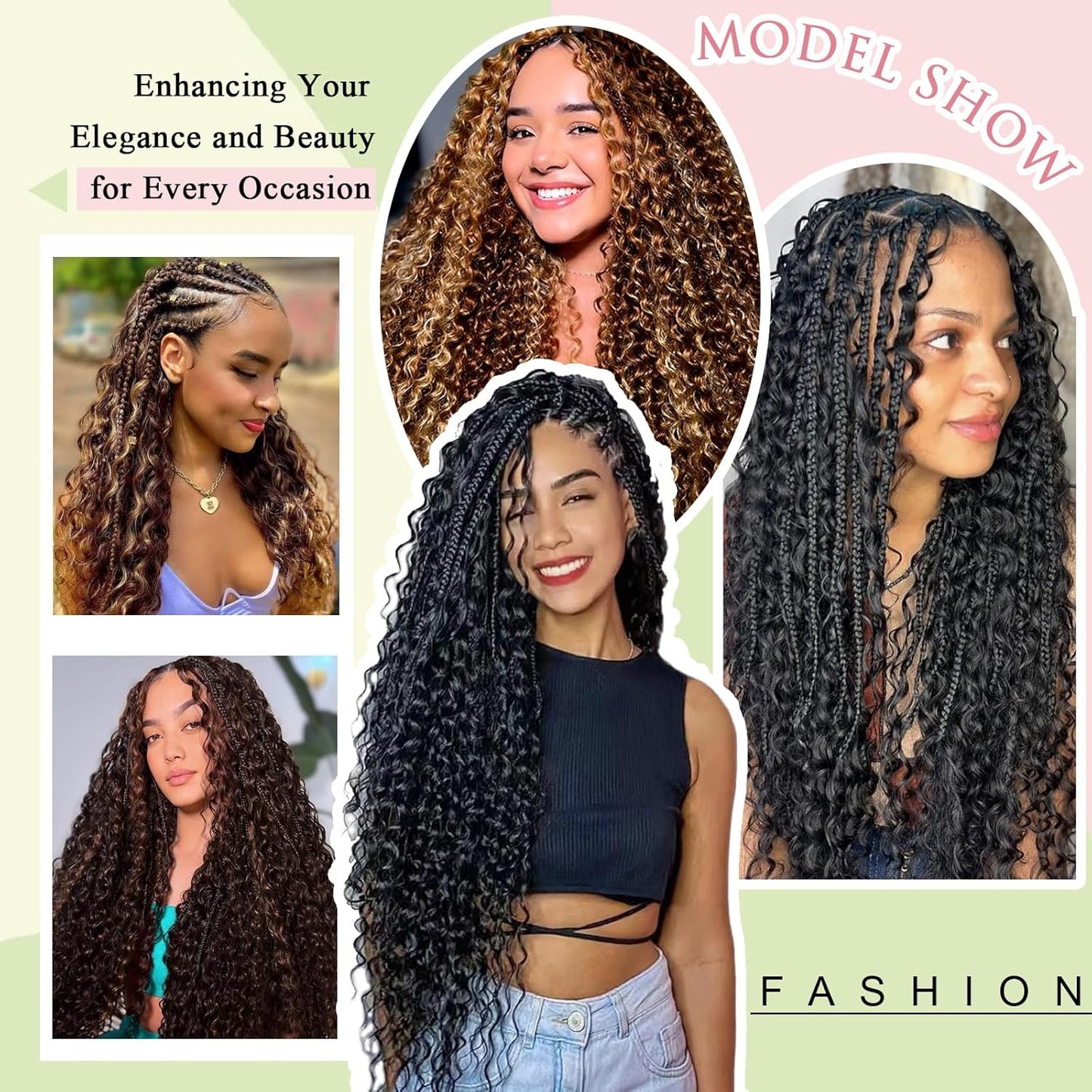 Boho Braids Human Hair - 110g 16 Inch Deep Water Wave Bulk Extensions | Virgin Curly 3 Bundles P4/30