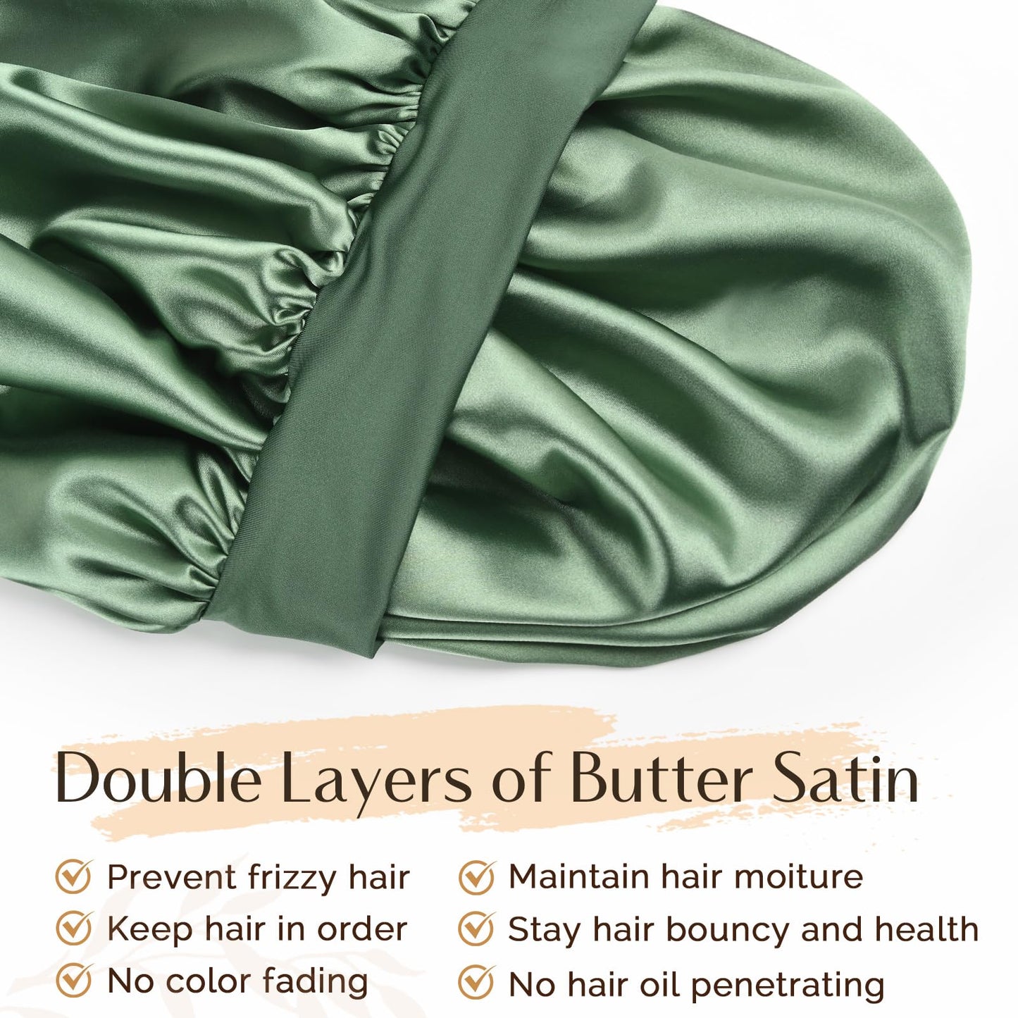 Satin Bonnet Set Includes 1 Satin Bonnet for Man Women(Black) and 1Satin Bonnet for Women(Green)