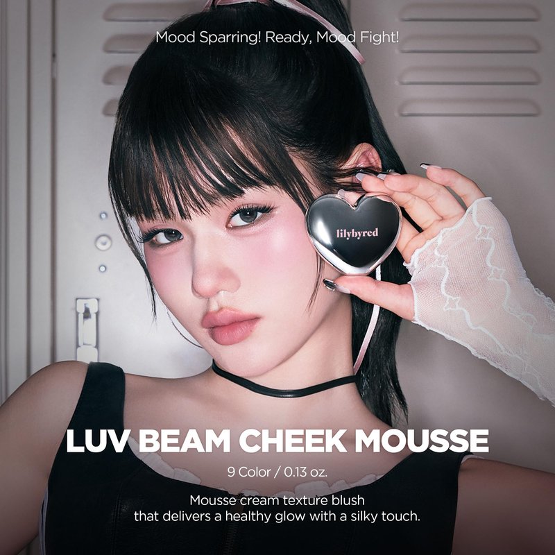 lilybyred Luv Beam Cheek Mousse | Heart-Shaped Korean Cream Blush, Airy Soft-Matte Texture, Soft-Focus & Pore-Blurring Finish, Seamless Buildable, Natural Flush, 0.13 oz. (04 Taro Mousse)