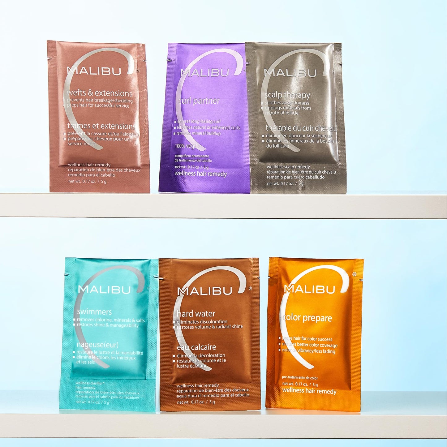 Malibu C Hard Water Wellness Hair Remedy - Removes Hard Water Deposits & Impurities + Restores Volume and Radiant Shine with Vitamin C Complex (1 Packet)