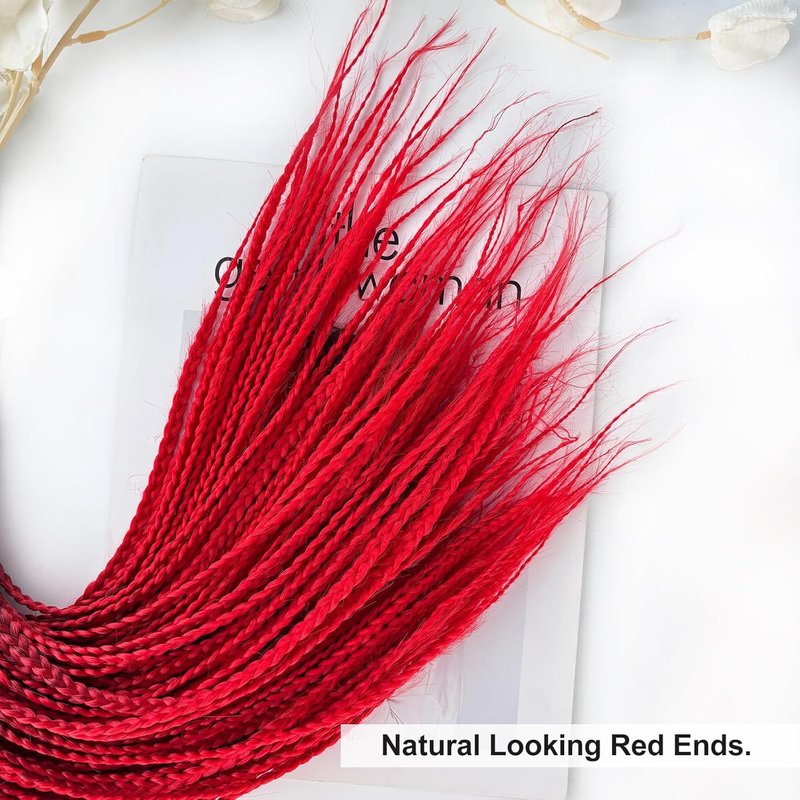 Ombre Red Crochet Braids - Pre-Looped 20 Inch Box Braids for African Women | 6 Packs, Small Size