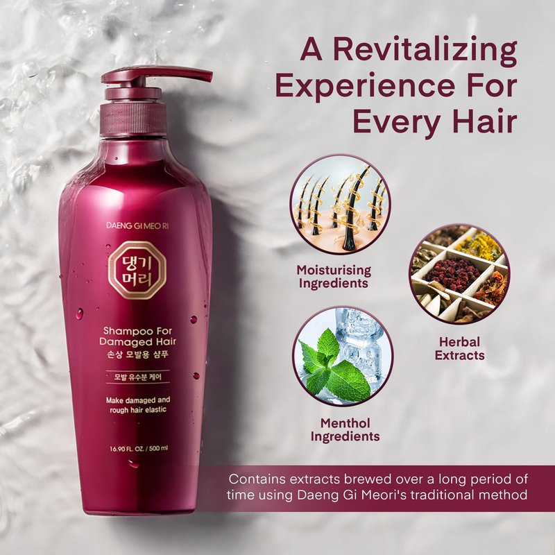 Daeng Gi Meo Ri - Shampoo & Conditioner Set for Damaged hair, Add Nutrition and Shine for Healthy and Energetic Hair, Reducing Dandruff, Nourishing and Promoting Hair Growth, 16.9 FL. OZ/ 500ml