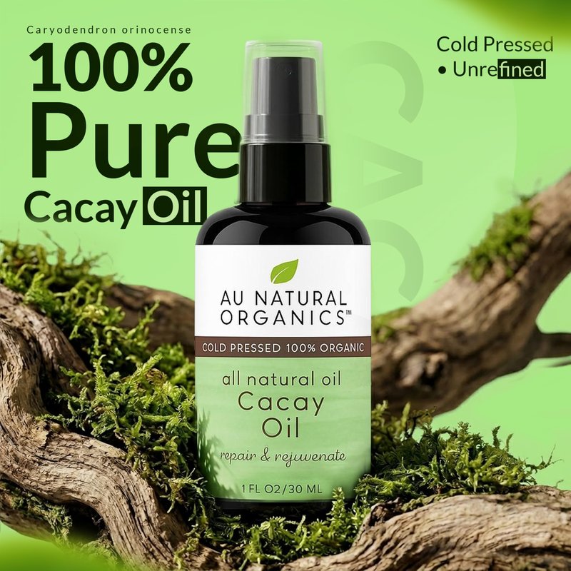 Au Natural Organics Cacay Oil - 100% Cold Pressed Kahai, Natural Retinal Vitamin A, E for Hair, Face, Body, Nails - Anti Wrinkle Face Oil, Repair Dry Damaged Hair, Reduces Flakes on Scalp 30ml
