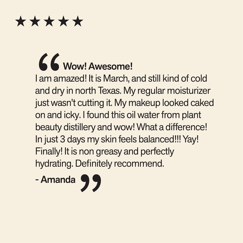 PLANT BEAUTY DISTILLERY Facewater Oilwater Replenish Nourish Rosehip