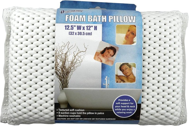 Memory Foam Spa Bath Pillow - Neck & Back Support with 8 Suction Cups | Soft, Non-Slip Design for Relaxing Soaks (Pack of 2)