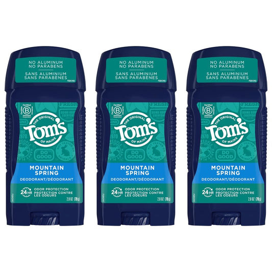 Tom's of Maine Long-Lasting Aluminum-Free Natural Deodorant for Men, Mountain Spring, 2.8 oz. 3-Pack (Packaging May Vary)