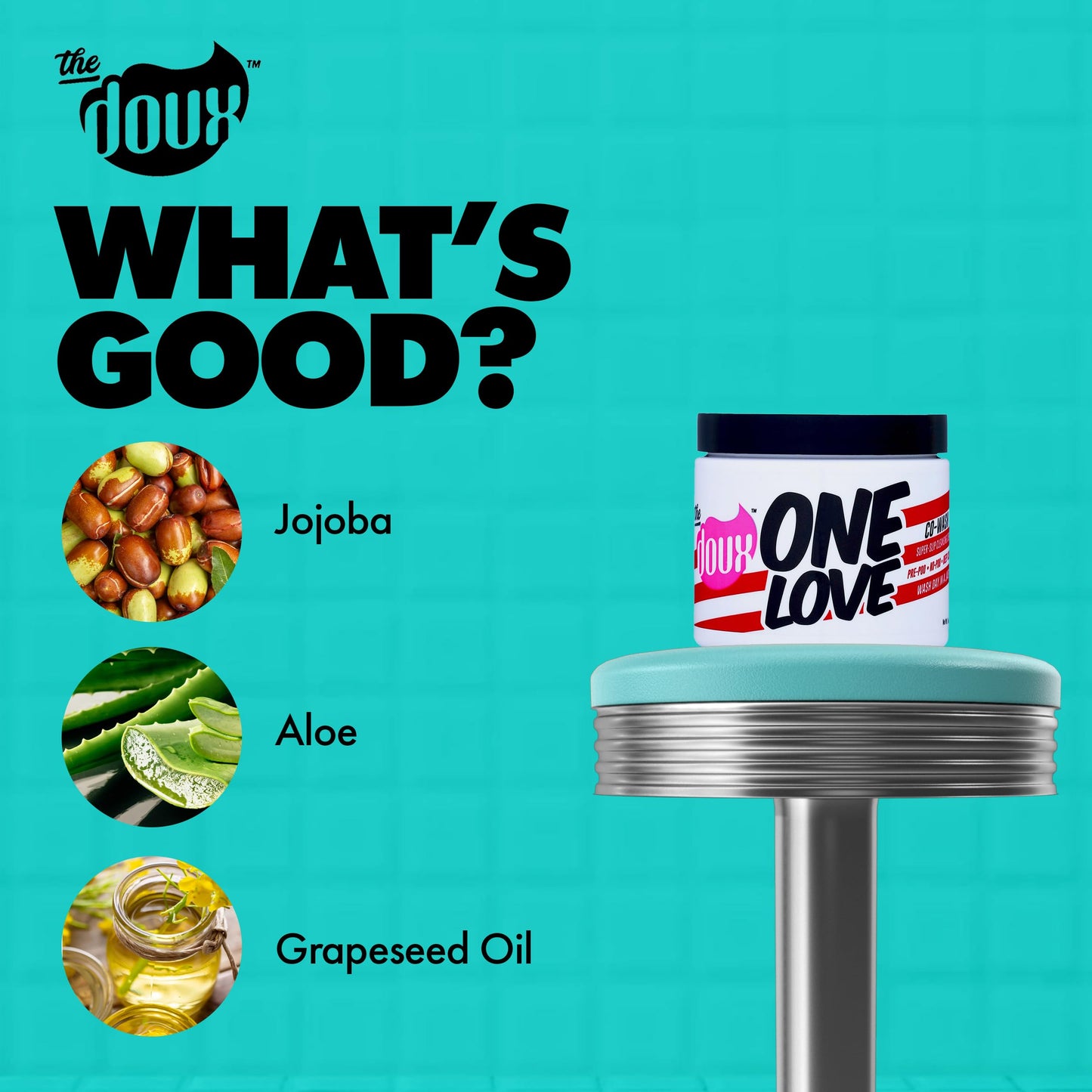 The Doux One Love Co-Wash, Hydrating Co-Wash to Cleanse and Condition Hair, Hair Detangler, Suitable for All Curl Types