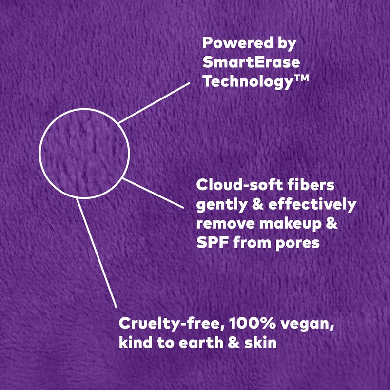The Original MakeUp Eraser 7-Day Set, Erase All Makeup With Just Water, Including Waterproof Mascara, Eyeliner, Foundation, Lipstick, Sunscreen, and More! Queen Purple, 7ct.