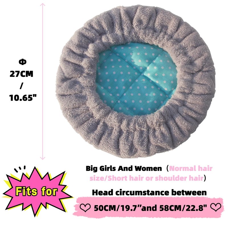 AKISS Flaxseed Deep Conditioning Heat Cap Portable Microwave Hot Bonnet Therapy Hair care Cap For Women (Grey/Dot, Large)