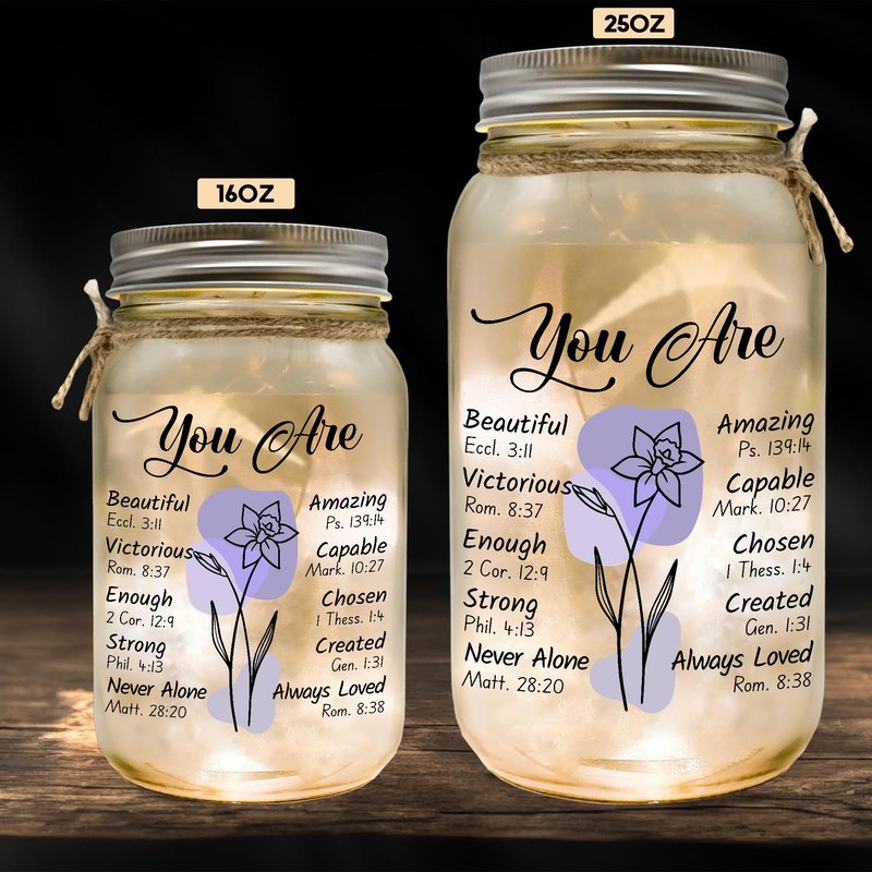 Religious Gifts for Women Christian Mason Jar Lamp Extra-Large - Christmas Inspiration for Mom Bible Encouragement Gifts for Women - Faith Jar 25oz Easter Mothers Day Bible Scripture for Mom Nana