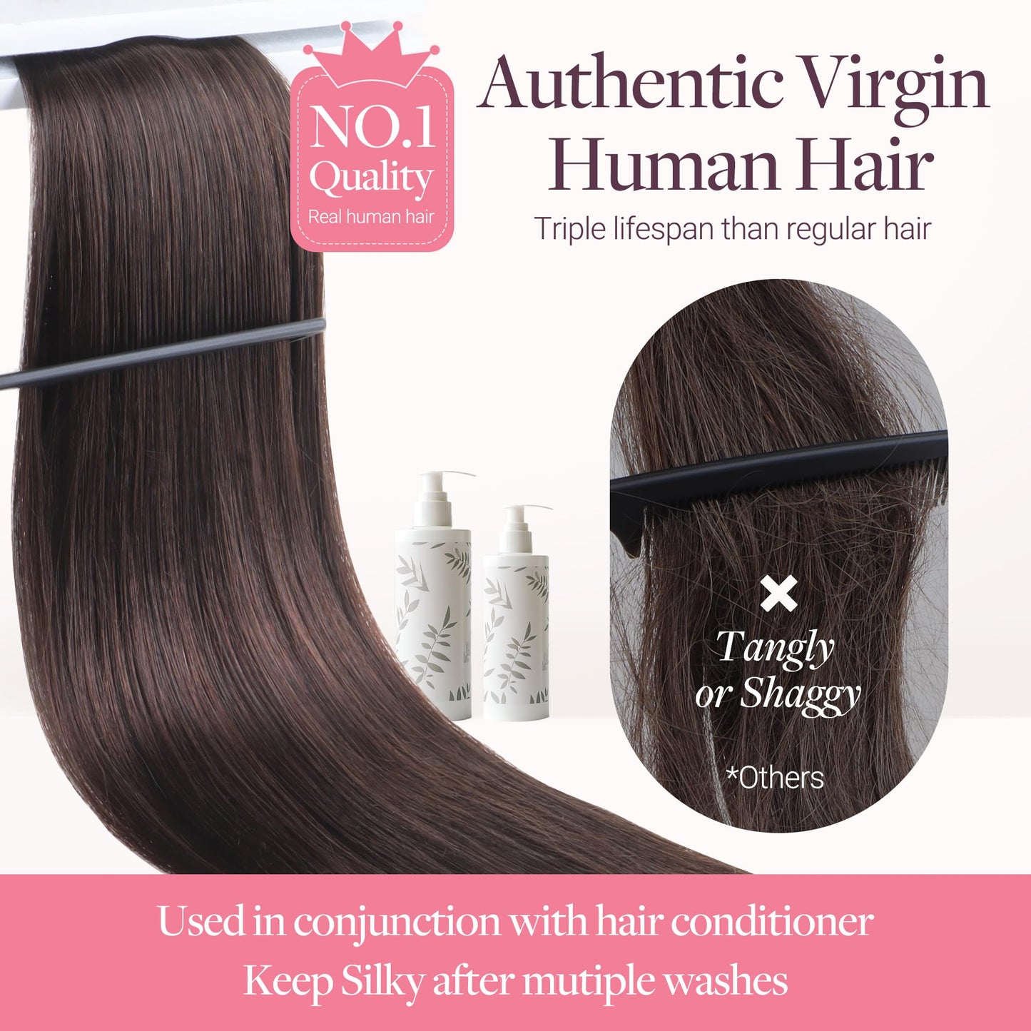 GOO GOO Genius Weft Hair Extensions Human Hair, Sew In Hair Extensions Rooted Remy Weft, 60A Platinum Blonde 14inch 40g, Hand Tied