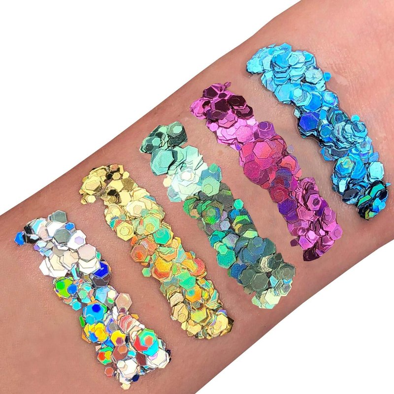 Holographic Chunky Face & Body Glitter Gel by Moon Glitter - 0.40fl oz - Set of 5 colours - Glitter Face Paint