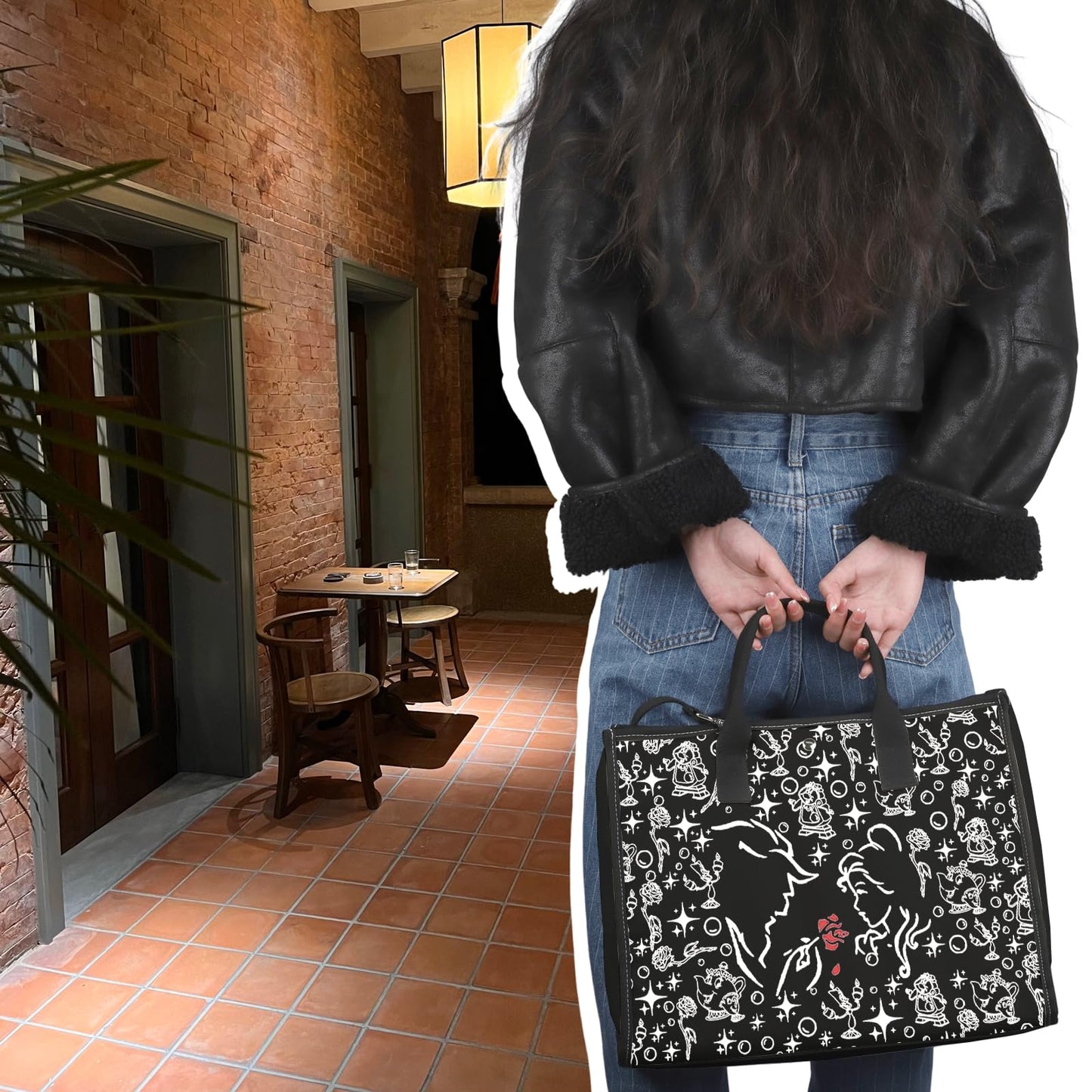 Beast tote Bag Beauty Princess Gift Princess Inspired Gifts Fairytale Lover Gift (BLK-Beast LT)