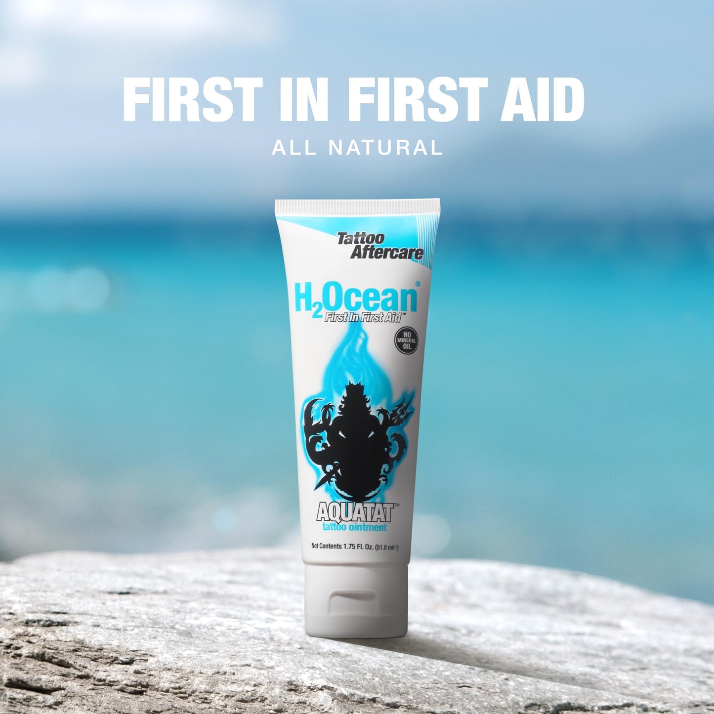 H2Ocean Ocean Care Tattoo Aftercare Lotion 2.5oz + Aquatat Tattoo Healing Ointment for Tatto Aftercare 1.75oz