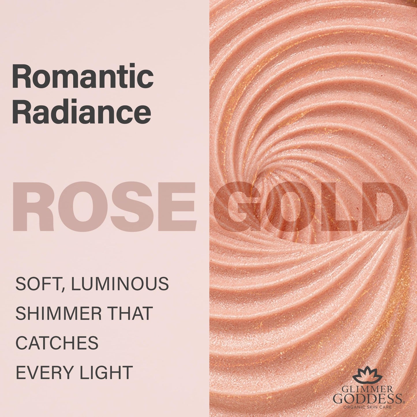 Glimmer Goddess Shimmer Body Butter with Organic Whipped Shea Butter for Hydration, Moisturizing & Silky Natural Glow - Rose Gold Sexy, 4 oz
