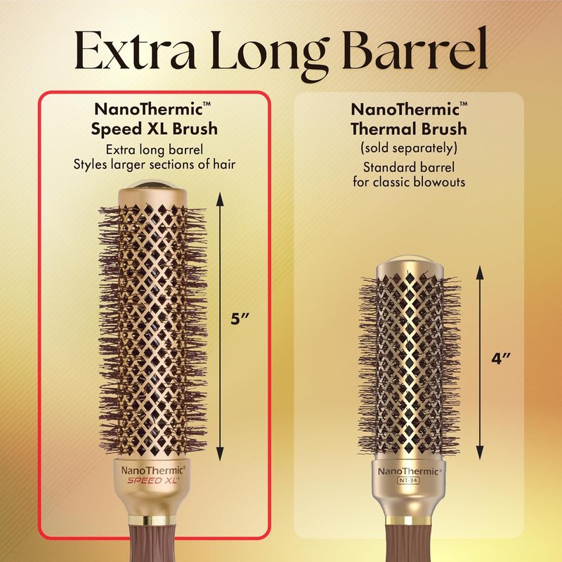 Olivia Garden NanoThermic Round Thermal Hair Brush - Professional Blowout Brush for Normal to Thick Hair | XL Size