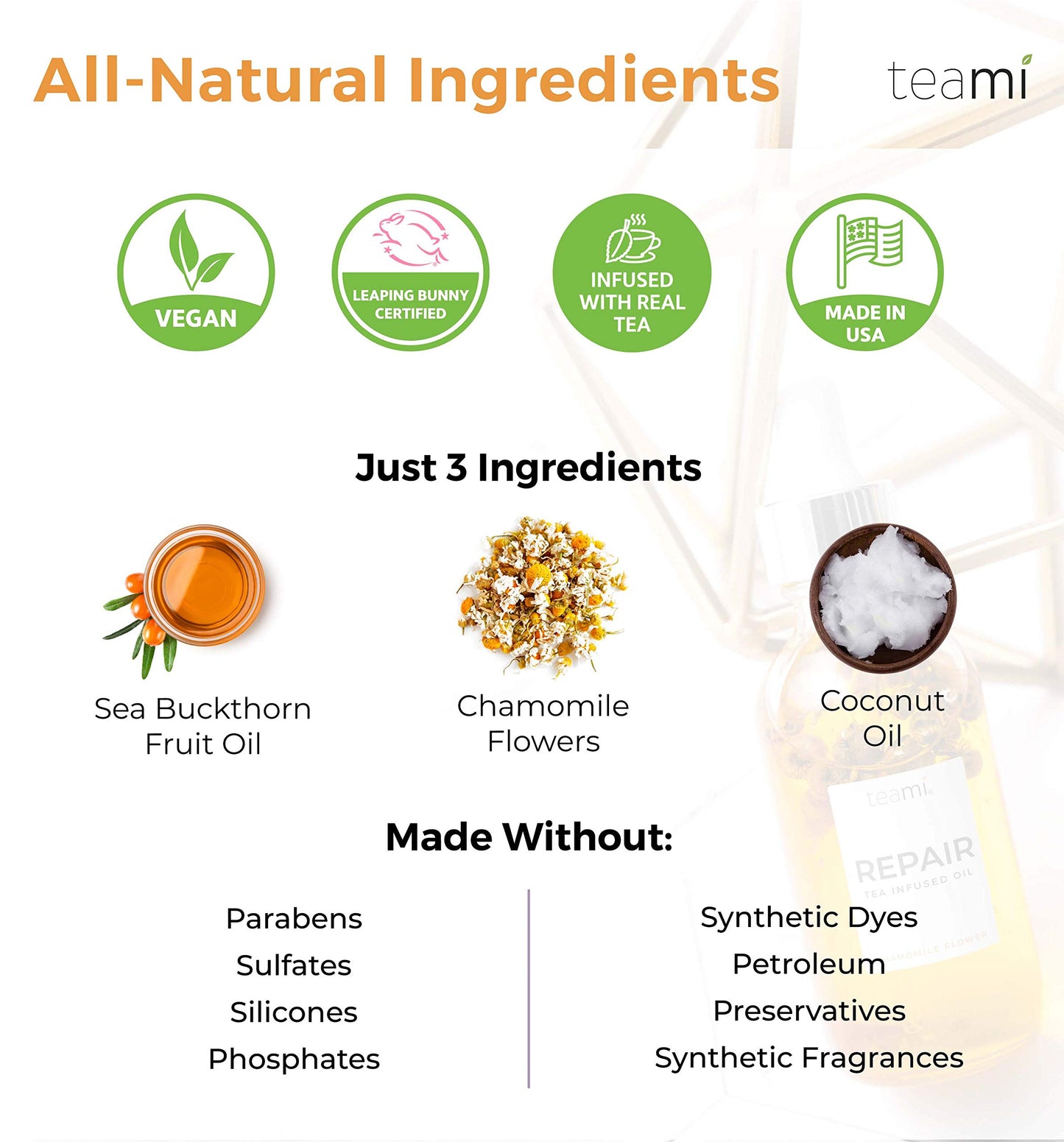 Teami Repair Jojoba Face Oil for Women with Coconut Oil, Camellia Seed & Vitamin E for Skin - Facial Oil Cleanser for Sensitive, Normal, Oily & Dry Skin (2oz)