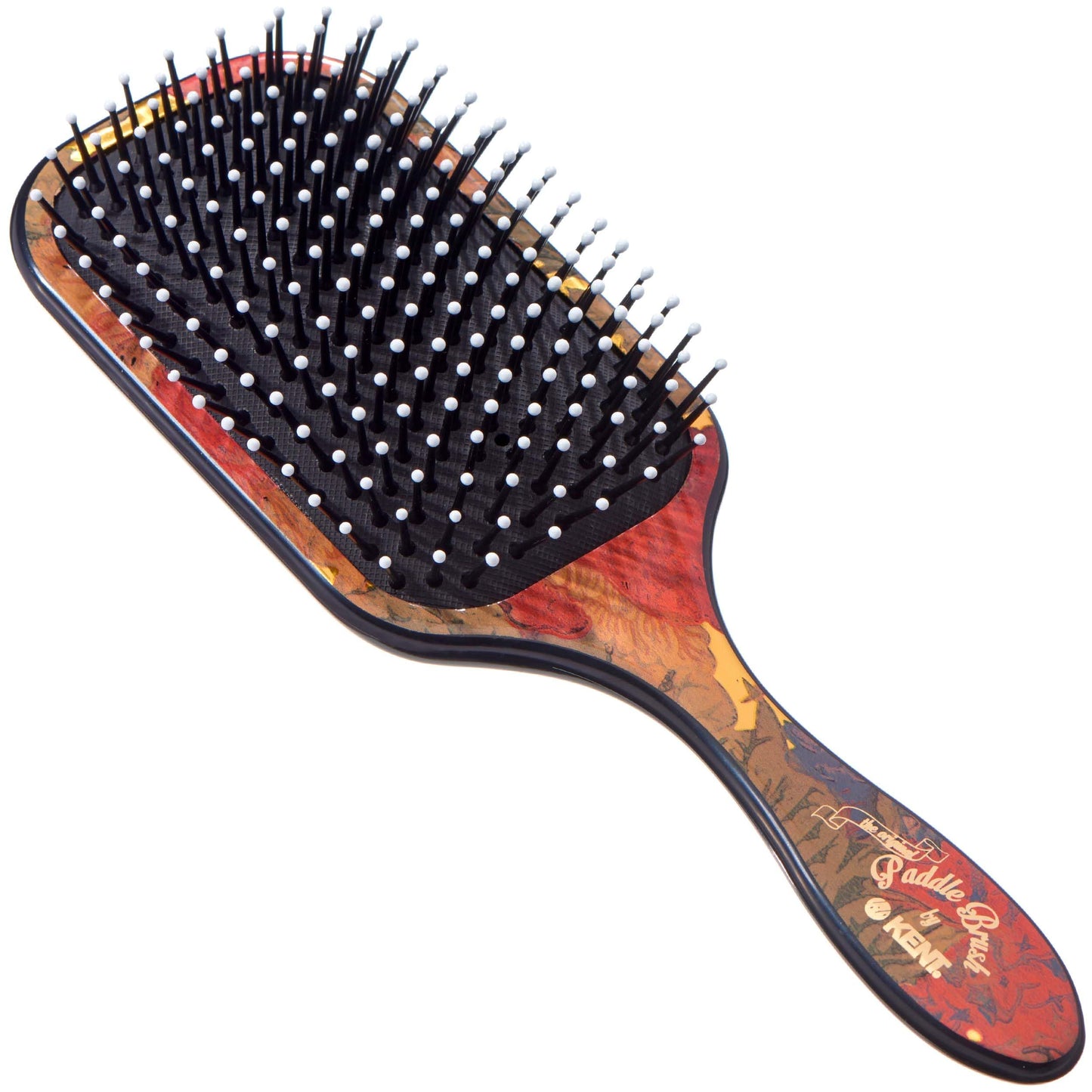Kent LPB1 Large Paddle Cushioned Hair Brush - Grooming, Detangling, & Smoothing Floral Print - Best Everyday Brush For Medium to Long Hai